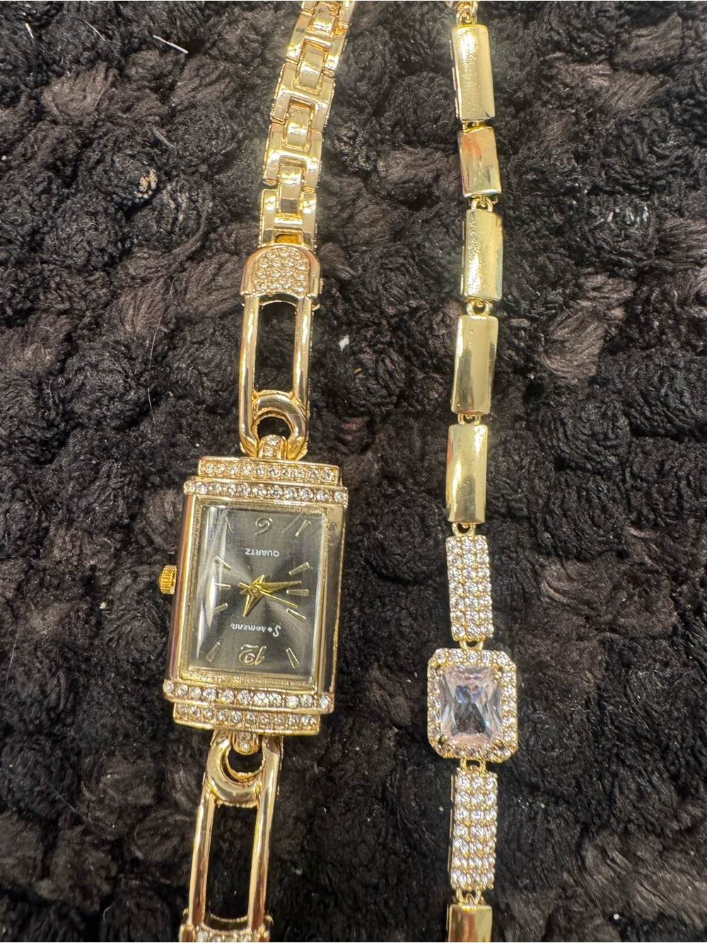 Gold-Tone Women's Bracelet Watch with Crystal Accents
